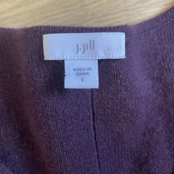 J. Jill Majestic V-Neck Sweater Small Cotton Blend 253681‎ Purple Drop Shoulder - Picture 3 of 5
